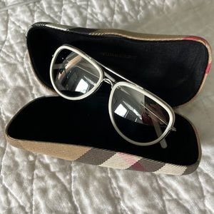 Burberry white aviator sunglasses